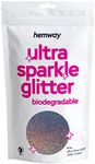 Hemway Biodegradable Ultra Sparkle Glitter Eco Friendly 100g / 3.5oz - Bio Vegan Cosmetic Safe for Craft Face Hair Nail Festival Makeup - Ultrafine (1/128" 0.008" 0.2mm) - Gun Metal Grey Holographic