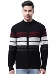 Cantabil Winter Wear Striped Full Sleeve Turtle Neck Sweater for Men l Winter Wear Sweater for Men l Sweater for Men (MSWT00046_Black_M)