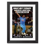 TenorArts Jasprit Bumrah Poster Frame Indian Cricket Photo Framed Painting with Matt Finish Black Textures (12 inches x 9inches)