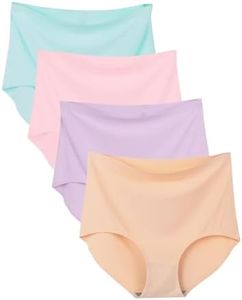 DingLu 4 Pack Women's Seamless Invisible Hipster Panties High Waist No Show Ladies Bikini Underwear,Also for Mom, 4 Colors, 5