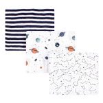 Hudson Baby Unisex Baby Cotton Muslin Swaddle Blankets, Space, One Size