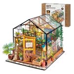 Rolife DIY Miniature House Kit,Green House with Furniture and LED,Wooden Dollhouse Kit,Gifts for Teens and Adults