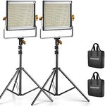 Neewer 2 Packs Dimmable Bi-color 480 LED Video Light and Stand Lighting Kit includes: 3200~5600K CRI 96+ LED Panel with U Bracket, 75 inches Light Stand for YouTube Studio Photography, Video Shooting