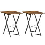 HOOBRO Folding TV Tray Tables, Set of 2 Wooden TV Trays, Portable Sofa Side Tables, Industrial Snack Table End Tables for Small Spaces, Easy to Install and Fold, Rustic Brown and Black BF127BZP201