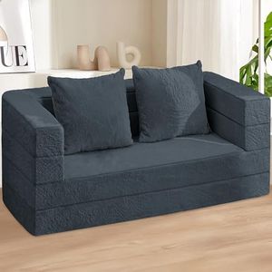 Cansunna Folding Bean Bag Chair,3-in-1 Bean Bag Couch Faux Fur Floor Sofa Large Foam Beanbag Convertible Bean Bag Sofa Bed with Pillow for Adults(Dark Grey, Large)