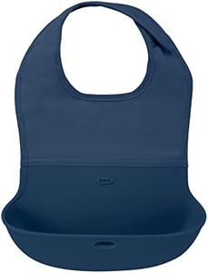 Oxo Tot Silicone Roll Up Bib with Comfort-Fit Fabric Neck, Navy