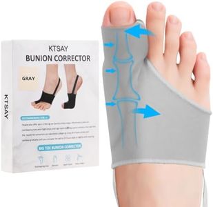 KTSAY 2PCS Bunion Corrector for Women & Men, Big Toe Straightener with Splint & Pads, Comfortable & Breathable for Day/Night Support, Hallux Valgus Pain Relief Non-Slip Socks (1, Gray)