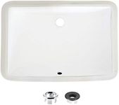 STYLISH Bathroom Sink 21 1/4 x 14.5 Inch Ceramic Porcelain Undermount Rectangular Bathroom Sinks Shiny Enamle Glaze Finish with Polished Chrome and Matte Black Overflow, P-203