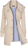 Bloggerlove Rain Jackets for Women Waterproof Lightweight Striped Lined Women's Raincoats with Hood Long Rain Coat Khaki L