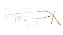 Eyekepper Titanium Rimless Round Eyeglasses 44mm Circle Optical Frame Gold