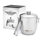 Barcool 3L Double-Walled Stainless Steel Ice Bucket with Lid & Tongs - Vacuum Insulated, Perfect for Champagne, Cocktails, Parties, Indoor & Outdoor Bar Use