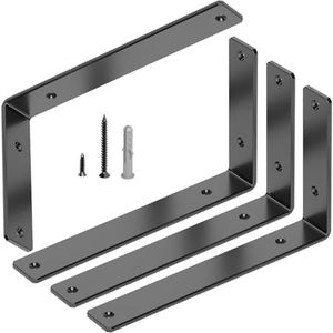 GOFOWRK 4 Pack 30.5 cm Shelf Brackets, 5.4mm Thicked Floating Shelf Bracket, Black L Brackets for Shelves with Hardware, Solid Steel Heavy Duty Shelf Bracket for Shelves Support