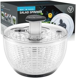 Smile mom Salad Spinner Large Lettuce Spinner Kitchen Gadgets, Large Salad Spinner Vegetable Washer, High Efficiency for Kitchen Washing & Drying Leafy Vegetables, One-Handed Easy Press 6.3 Qt White