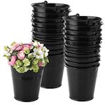 TAICHEUT 15 Pack Black Galvanized Metal Buckets, 4 inch Mini Galvanized Buckets with Handle Small Decoration Bucket Party Favor for Flower, Candy, Snack and Home Decoration