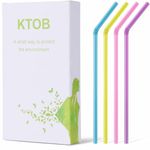 100 Count 100% Plant-Based Compostable Colorful Straws-KTOB Biodegradable Flexible PLA Drinking Straws-A Fantastic Eco Friendly Alternative to Disposable Plastic Bendable Plasticless Straws