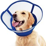 Kuoser Dog Cone Collar, Recovery Cone Dog Collar, Soft Dog Collars for After Surgery, Transparent Dog Cones to Stop Paw Licking, Breathable Dog Head Cone, Adjustable Elizabeth Recovery Collar for Cats