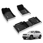 3W Floor Mats for Jeep Grand Cherokee (2016-2020) Heavy Duty Protection Custom Fit Floor Liners All Weather Odorless TPE Car Floor Carpet 1st & 2nd Row, Black