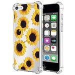 Vavies Case for iPod Touch 7 / iPod Touch 6 / iPod Touch 5 Case for Girls Women, Slim Shockproof Clear Pattern Soft Flexible TPU Back Phone Protective Cover Cases for iPod Touch 7 (Sunflower)