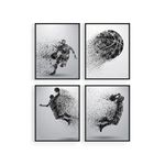 Basketball Wall Art Prints - Particle Silhouette – Set of 4 (8x10) Poster Photos - Bedroom - Man Cave Decor