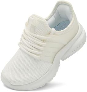 Troadlop Boys Tennis Shoes Barefoot Lightweight Slip On Walking Sneakers Kids White Size 2 M US Little Kid