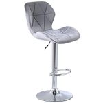 Charles Jacobs Diamond Adjustable Swivel Bar Stool with Backrest - Grey Velvet