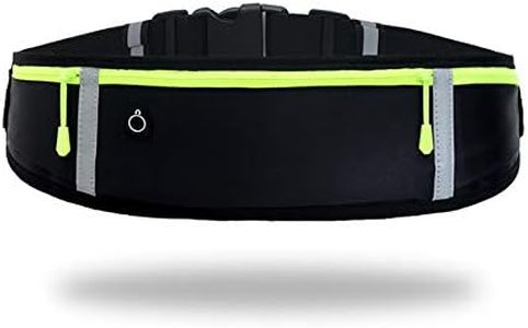 SYGA Running Waist Belt for Women & Men Sweat Rainproof Phone Holder with Adjustable Strap & 3 Pockets Headphone Hole WaistBag for All Kind of Phone-Sports, Yoga, Workout & Outdoor Activities- Black
