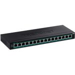 TRENDnet 16-Port Gigabit PoE+ Switch, TPE-TG160H, 123W PoE Power Budget, 32 Gbps Switching Capacity, Desktop Switch, Ethernet Network Switch, Metal, 1U 10" Rack Mountable, Lifetime Protection