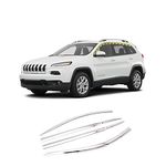 Northern Prime- Wind Deflectors & Visors/Rain Guards Compatible with Cherokee 2014-2022_Chrome Finish Tape-On Style (6Pcs)