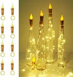 LoveNite Wine Bottle Lights, 8 Pack 20 LED Flameless Candle Cork Bottle String Light Battery Operated Silver Wire Mini Fairy Lights for DIY, Party, Christmas, Wedding Decor (Candle-Warm White)