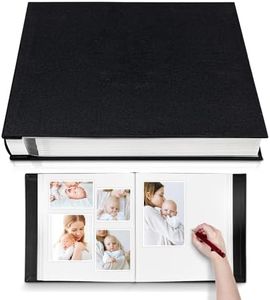 Photo Album Self Adhesive 3x5 4x6 5x7 6x8 8x10 8.5x11 11x10.6 Magnetic Scrapbook Album DIY Length 11x10.6 Inch 40 Pages Linen Cover DIY Photo Album with A Metallic Pen and DIY Accessories(Black)