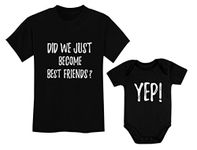 Tstars Did We Just Become Bestfriends? Big Brother Sister Little Bro Sis Matching Sibling Kids Shirt & Baby Bodysuit Set Black 2T / Baby Black NB (0-3M)