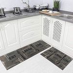 Carvapet 2 Pieces Kitchen Mat Rug Non Slip Washable Kitchen Floor Mat TPR Backing Runner Rug Set(Taupe)