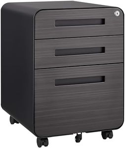 Filing Cabinets for Home Office, 3 Drawer Mobile File Cabinet with Lock,Under Office Desk Metal Filing Cabinet, for A4/Letter/Legal Size, 5 Wheel Anti-Tilting,Fully Assembled Except Casters Black-2