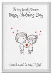 to My Lovely Groom on Our Wedding Day Cards – from Bride to Groom Wedding Card - Special Keepsake Wishes - Blank Inside to Write own Message - Quality Marriage Greeting - Cartoon Couple in Love Theme