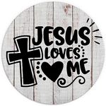 Jesus Loves Me Waterproof Small Round Mouse Pad 7.9 x 7.9 Inch, Non-Slip Rubber Base Decorative Mouse pad for Office Home Desk Decor, Christian Women Gifts