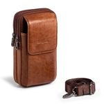 Hengwin Phone Belt Holder, Genuine Leather Cell Phone Crossbody Bag, Men’s Shoulder Bag, Mobile Phone Holsters, Small Card Purse, Travel Money Pouch with Strap