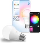 Philips Hue Essential Smart LED A19 Bulb, White and Color Ambiance, E26 Base, 8.8W, 2200K-6500K, 800 Lumens, Dimmable, Works with Alexa, Google Assistant, and Apple Home, 1 Pack