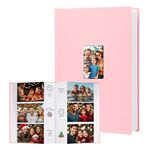 Photo Album 4x6 450 Photos with Writing Space, 4x6 Photo Album Linen Cover with Front Window, 4x6 Picture Album, 450 Photos 4x6 Photo Album Book for Wedding Kids Travel Family Baby Pictures (Pink)