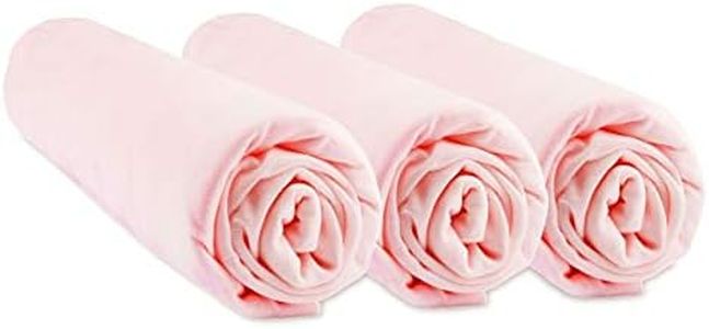 Juego de 3 sábanas bajeras de bambú para Cuna de 60 x 120 cm, Color Rosa (Marca Easy Dort)