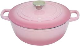 Flavehc Dutch Oven Pot with Lid 4.8 qt Cast Iron Dutch Oven for Bread Baking Pink Enameled Cast Iron Dutch Oven with Handels