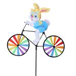 JAGETRADE Garden Tools Cute 3D Animal on Bike Windmill Whirligig Garden Lawn Yard Decor Wind Spinner Rabbit