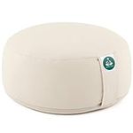 Present Mind Round Zafu Meditation Cushion (Height 6.5") - Color: Light Beige - Yoga Cushion/Buckwheat Zafu Pillow - Washable Cover - 100% Natural Floor Cushion - Meditation Gifts