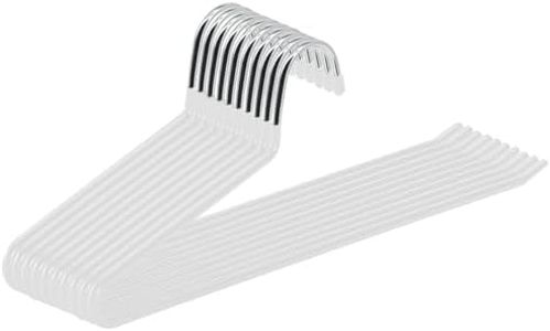 ABHENG Perchas para Pantalones con Lado Abierto, Perchas organizadoras, Paquete de 10, Metal Cromado, 38 x 0,5 x 13 cm, Blanco, AIY0510W
