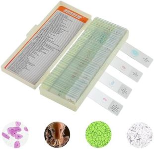 HUAREW 60 Pcs Lames Microscope pour Enfant avec échantillons biologiques,plantes, insectes, cellules humaines accessoires de microscope, préparations permanentes pour microscope
