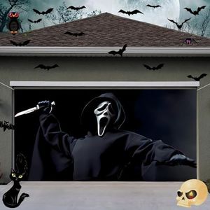 Halloween Garage Door Cover, 6 x 13 ft Large Halloween Garage Door Decorations Halloween Scary Garage Backdrop for Halloween Outdoor Decoration