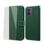 NP-Caser Case for Moto Motorola G55 - Premium Leather Folio Flip Cover | Magnetic Closure | Kickstand | Money and Card Holder Wallet | Compatible with Moto Motorola G55 case Green