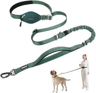 MIDOG Multifunctional Dog Leash Hands Free for Large Dogs - Adjustable Waist Leash with Zipper Pounch& Bungee Cord for Jogging/Running/Walking(4-7FT,Green)