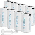 winbasic C Batteries C Size Rechargeable Lithium Batteries, 8 Pack LR14 4100mWh 1.5V USB-C Charging for Toys and Floodlights (8 Pack)