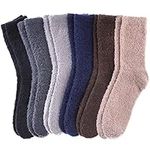 Mens Fuzzy Slipper Socks Super Soft Cozy Fluffy Winter Warm Sleeping Socks, 6 Pairs Solid Colors D, One Size