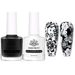 BORN PRETTY 2 Bottles Nail Art Stamping Polish Pure White Black trim Image Template Print Varnish